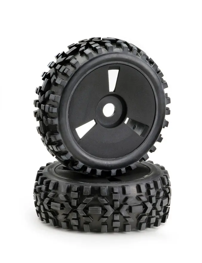 1:8 Buggy Disc Wheel Set – 'Dirt' Design, Matte Black (Pair) – Ab2520018 1