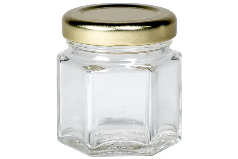 45 Ml Hexagonal Glass Jar With Gold-Tone Cap 1