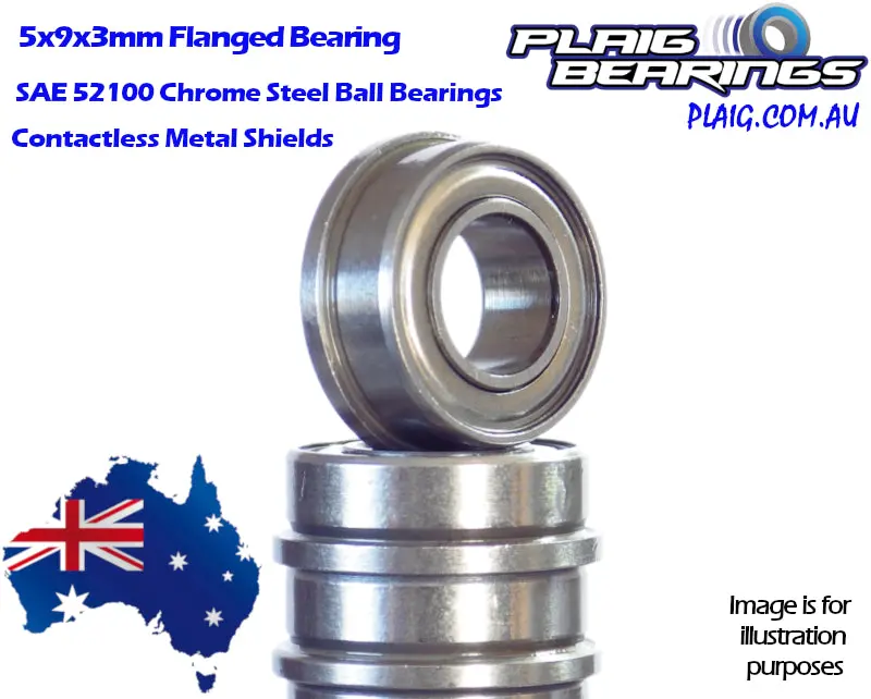 5×9×3Mm Flanged Bearing – Double Metal Shields (Mf95Zz) 1
