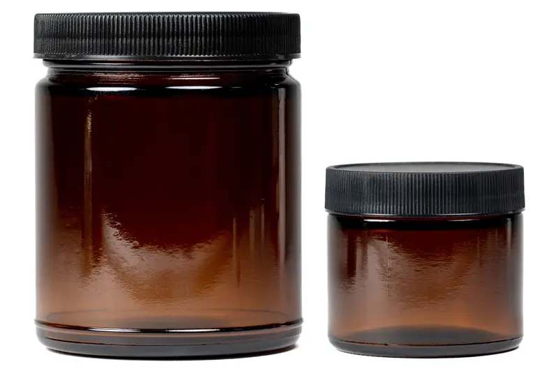 Amber Glass Storage Jars With Wide Mouths 1