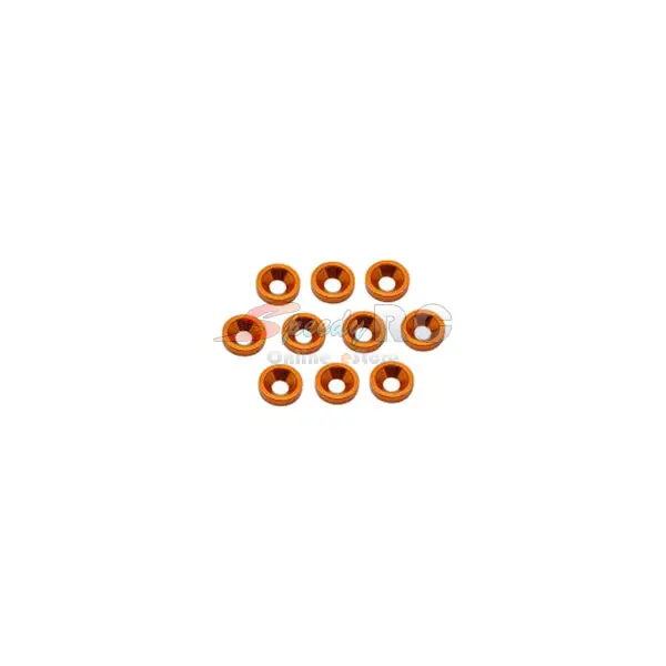Arrowmax Anodized Aluminum M3 Countersunk Washers – Orange (Pack Of 10) 1