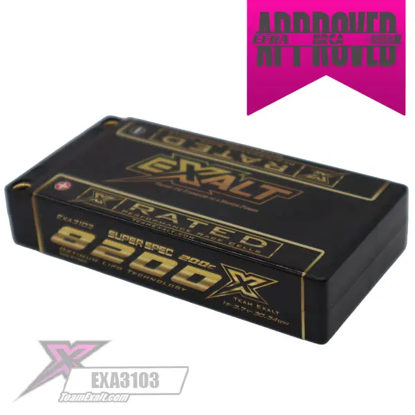 Exalt X-Rated 1S 200C Low-Ir Hardcase Lipo Battery – 3.7V, 8200Mah, 5Mm Bullet Connectors (Model Exa3103) 1