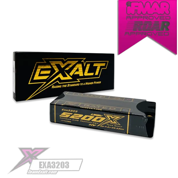 Exalt X-Rated 2S 135C Low-Cg Shorty Lipo Battery – 7.6V 5200Mah With 5Mm Bullet Connectors (Exa3203) 1