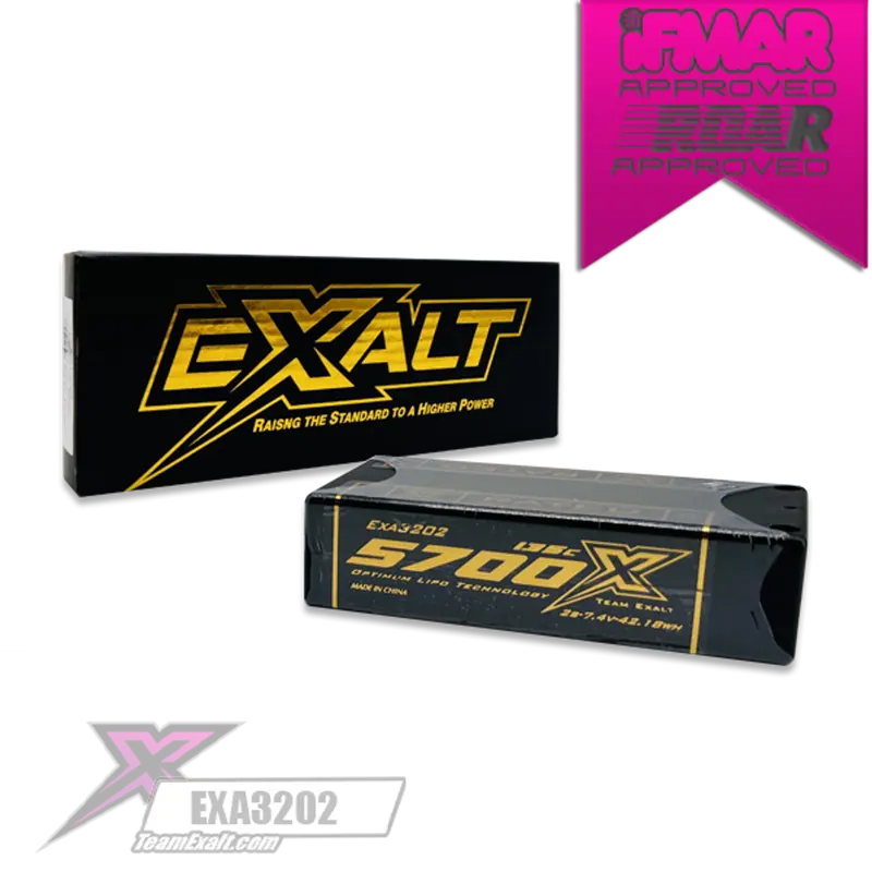 Exalt X-Rated 2S 135C Shorty Lipo Battery – 7.4V 5700Mah With 5Mm Bullet Connectors (Exa3202) 1