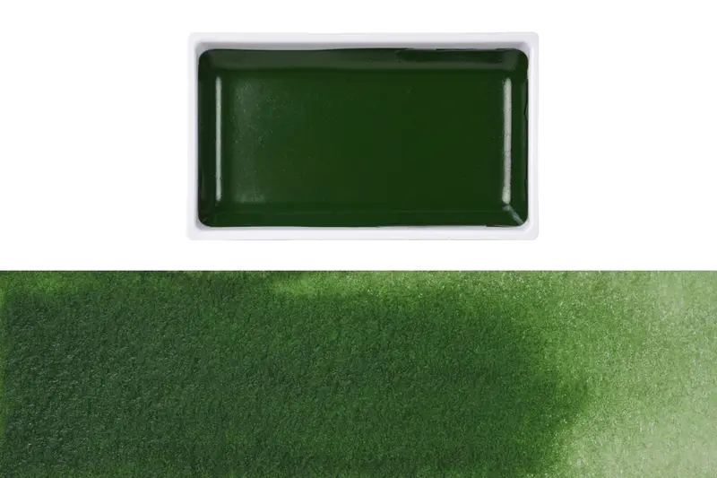 Gansai Tambi Deep Sap Green Watercolor Pan #58 1