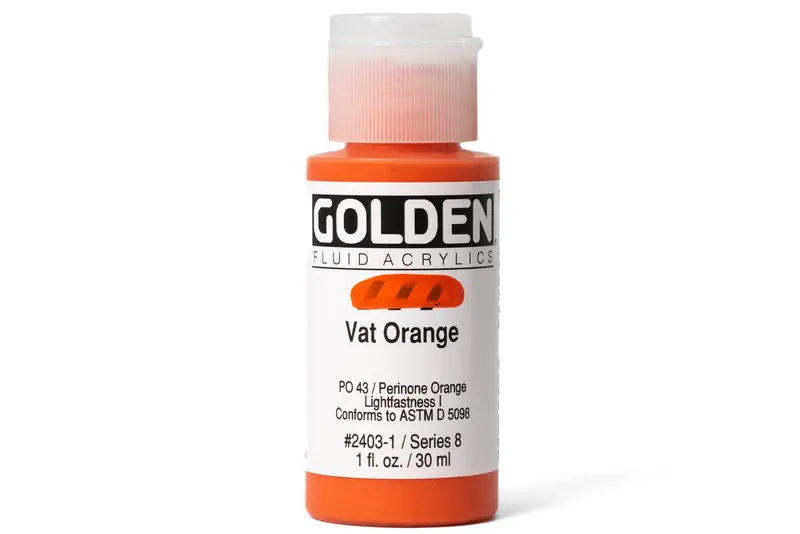Golden Fluid Acrylic Paint – Vat Orange Pigment 1