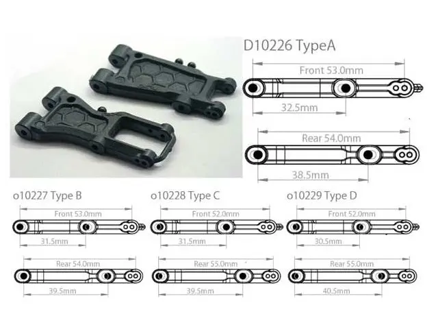 Graphite Type C Suspension Arm Set – Front 52/31.5Mm & Rear 55/39.5Mm 1