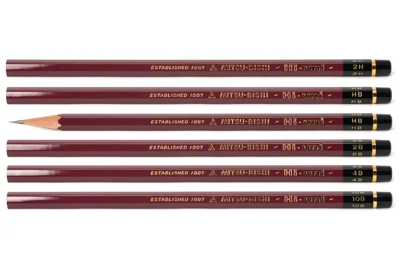 Hi-Uni Premium Drawing Pencil Set (6 Hardnesses) 1