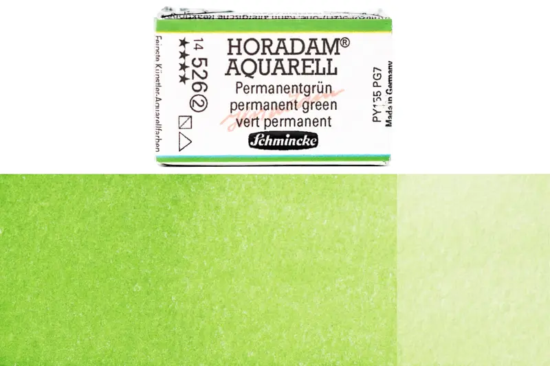Horadam Watercolor Full Pan #526 Permanent Green Pigment 1