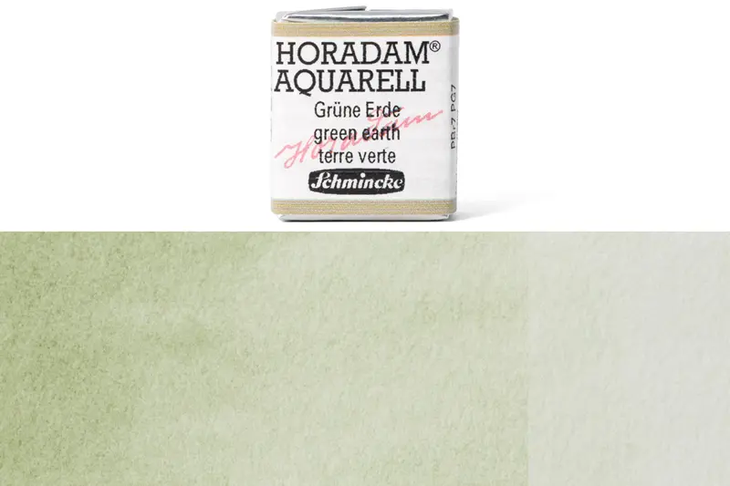 Horadam Watercolor Half Pan – Green Earth (#516) 1