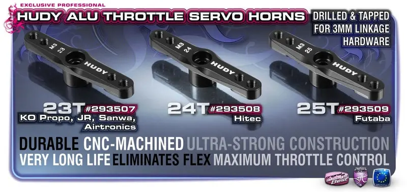 Hudy Aluminum Throttle Servo Horn – 23T, M3 Thread, Compatible With Ko, Jr, Sanwa 1