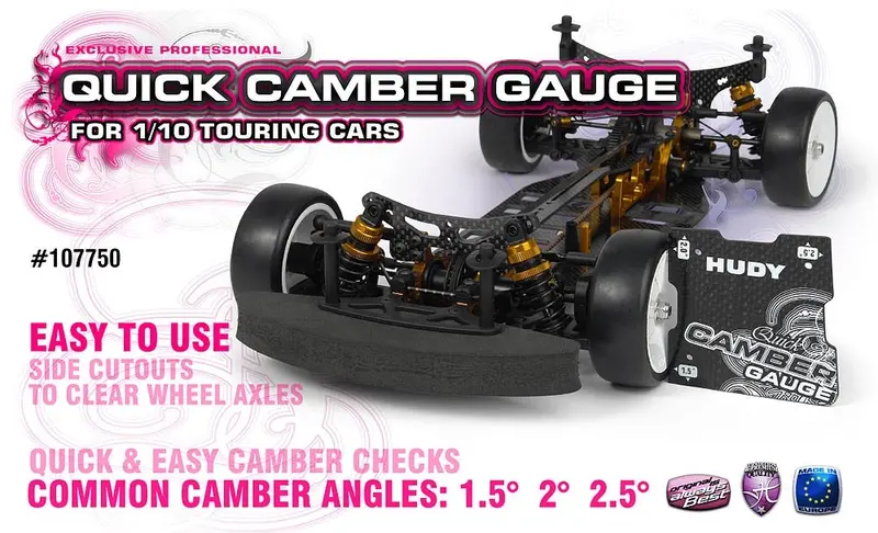 Hudy Graphite Quick Camber Gauge – Adjustable 1.5°, 2°, 2.5° For 1/10 Touring Cars (Hd107750) 1