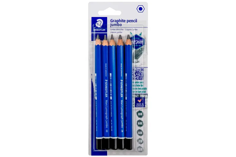 Mars Lumograph Jumbo Graphite Pencil Set – 5-Piece Bold-Line Kit 1