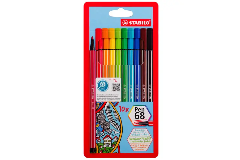 Pen 68 Classic Fine-Tip Marker Set – 10 Timeless Solid Hues 1