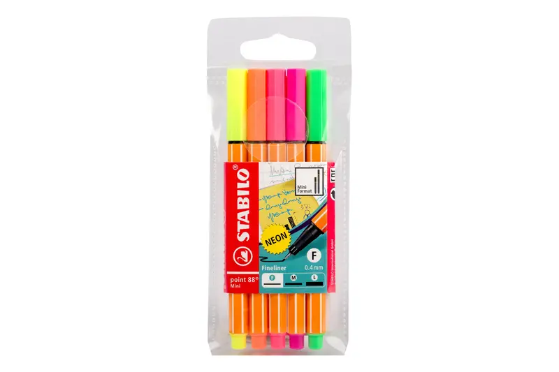 Point 88 Mini Neon Fineliner Pack – 6 High-Visibility Colors 1