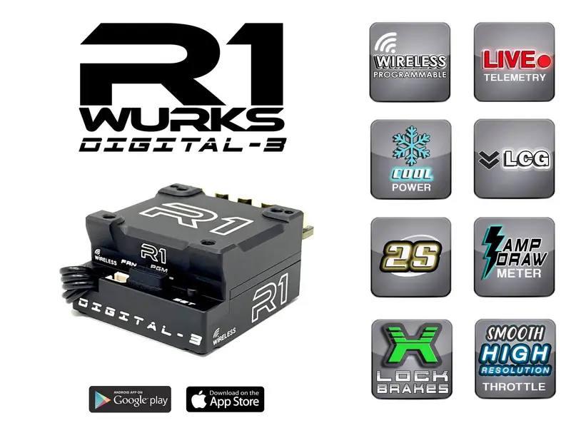R1 Wurks Digital 3-Speed Electronic Speed Controller (Rev2, Model 040007) 1