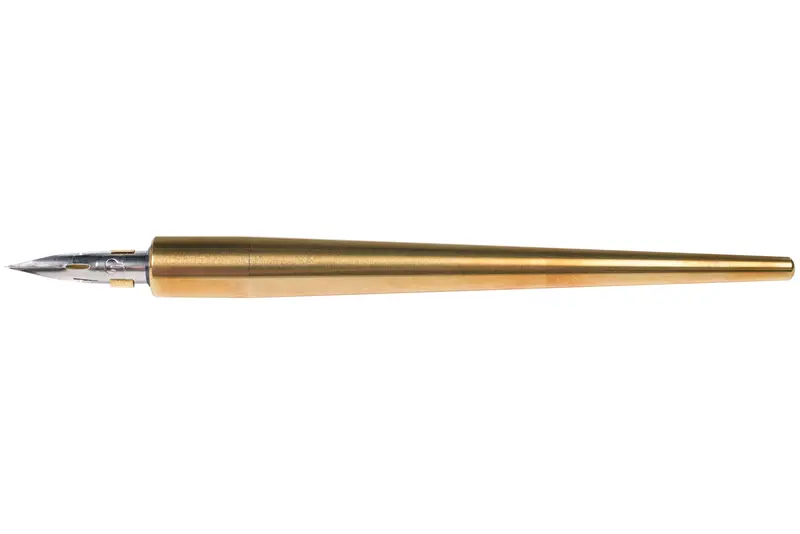 Raw Brass Dip Pen With Reservoir & G-Nib 1