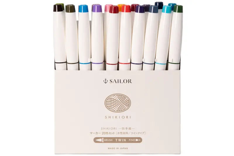 Shikiori Japanese Brush Pen Set – 20-Color Collection 1