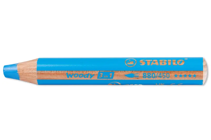 Stabilo Woody 3-In-1 Pencil – Cyan (#450) Crisp Cool-Tone Ink 1