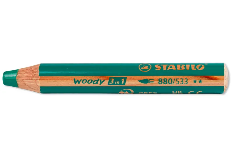 Stabilo Woody 3-In-1 Pencil – Dark Green (#533) Nature-Inspired Hue 1