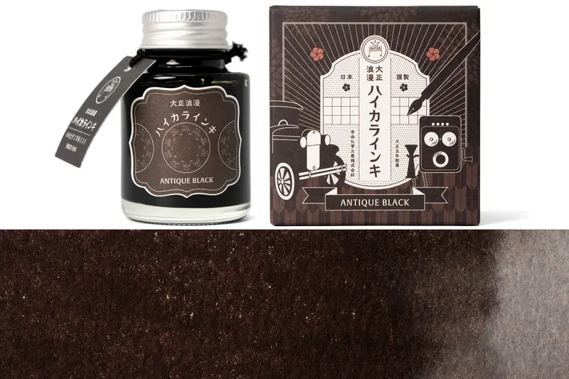Taisho Roman Fountain Pen Ink – Antique Black (Matte Deep Black) 1