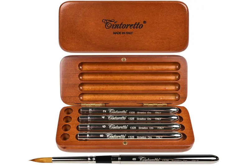 Tintoretto Synthetic Sable Round Brushes — Compact Watercolor Travel Kit 1