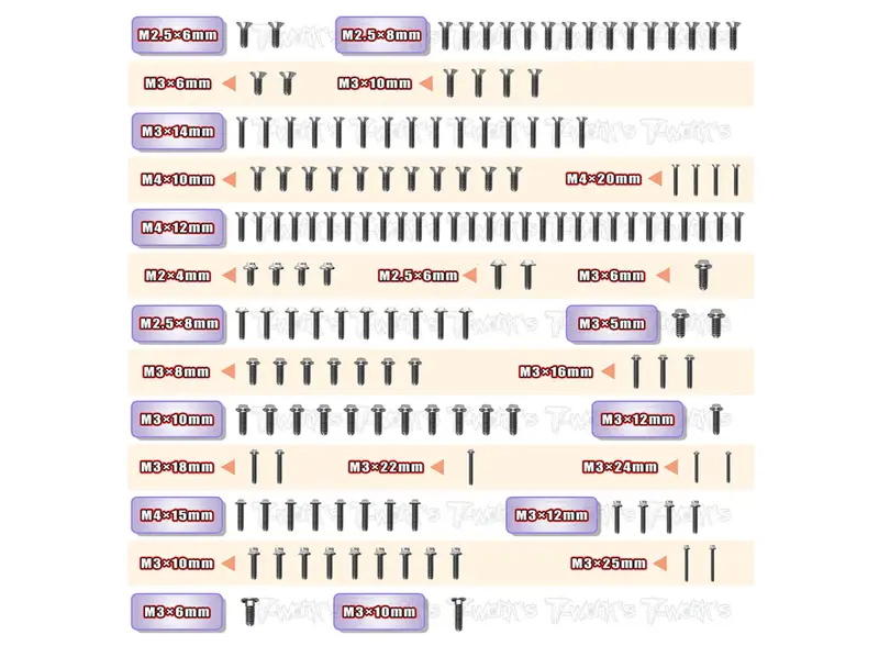 Tssu-Rc8B4 Ufo-Head Titanium Screw Kit – 153-Piece (Rc8 B4) 1