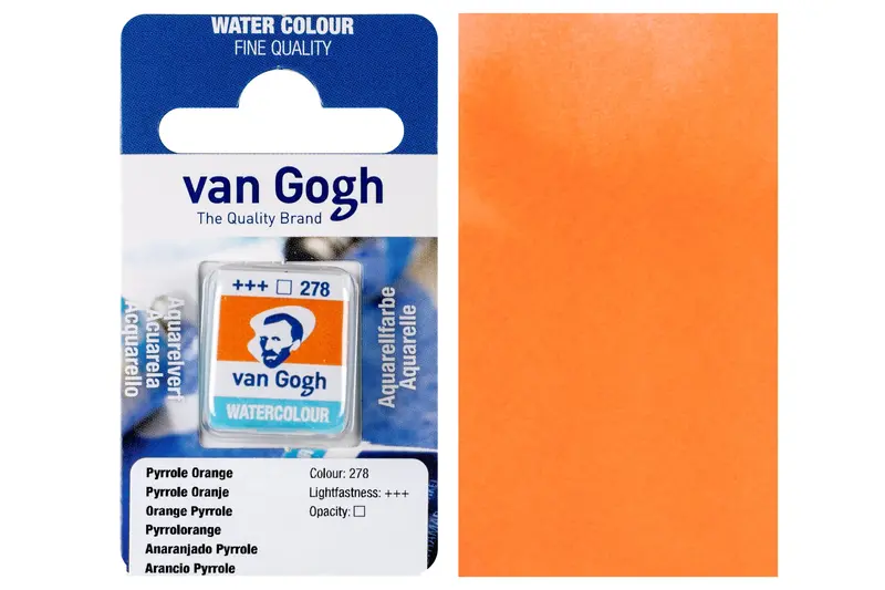 Van Gogh Pyrrole Orange Watercolor Half Pan (#278) 1