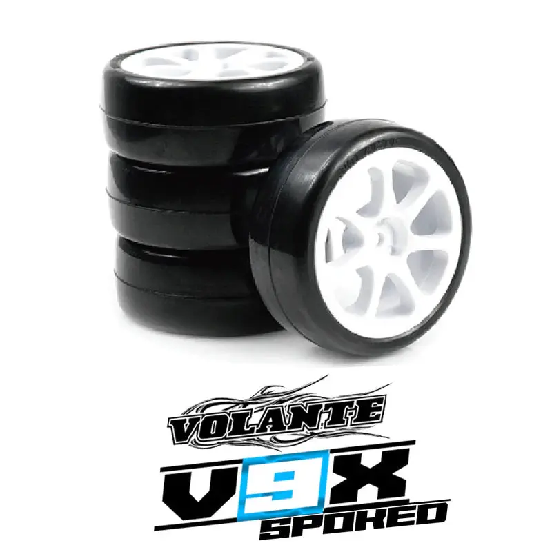 Volante V9X Evolution 28R Pre-Glued Tire Set – Spoked Rims (4-Pack) 1