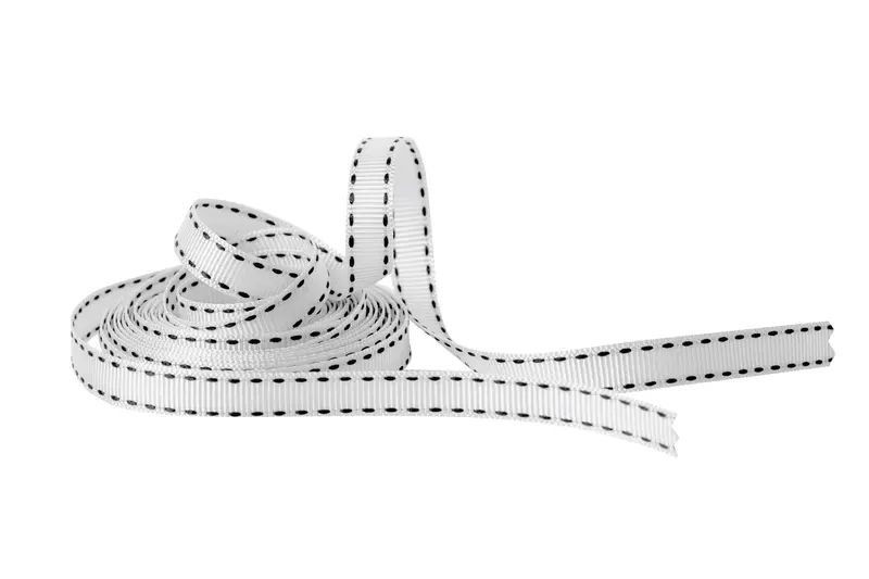 White-And-Black Edge-Stitched Thin Grosgrain Ribbon 1