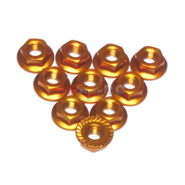 Yeah Racing 4Mm Aluminum Serrated Lock Nuts – Pack Of 10 (Orange) 1
