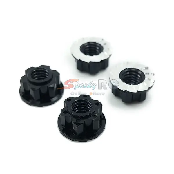 Yeah Racing Black Anodized 4Mm Aluminum Wheel Flange Lock Nuts – 4-Pack (Ya-0448Bk) 1