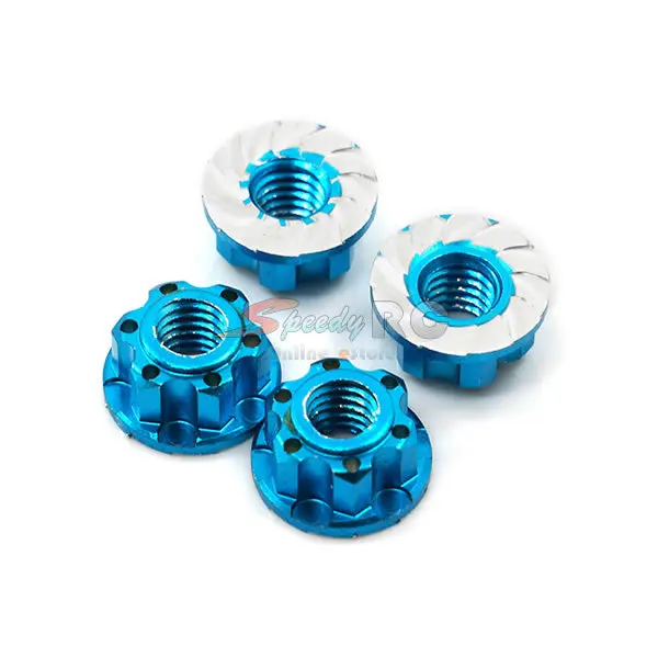 Yeah Racing Dark Blue Anodized 4Mm Aluminum Wheel Flange Lock Nuts – 4-Pack (Ya-0448Db) 1