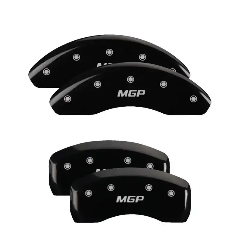 Mgp Engraved Brake Caliper Covers – Front & Rear Set In Matte Black Finish With Silver Chrome Trim 1