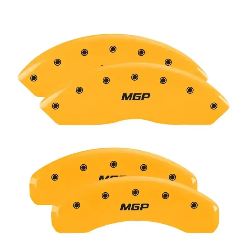 Mgp Engraved Brake Caliper Covers – Front & Rear Set In Yellow Finish With Black Chrome Accents 1